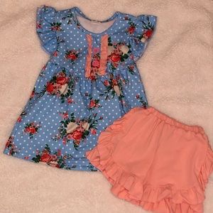 Toddler girls floral top and ruffle shorts set